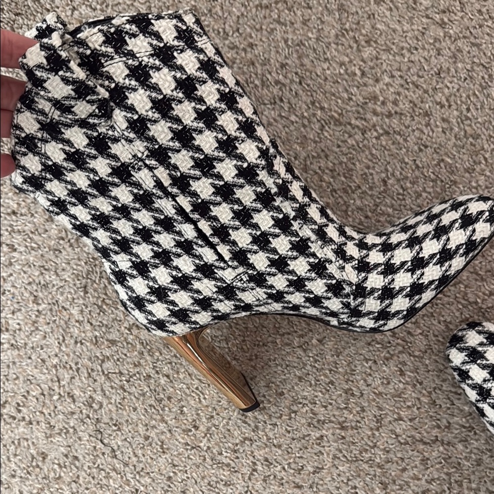Jessica Simpson Black and White Houndstooth Heeled Boots